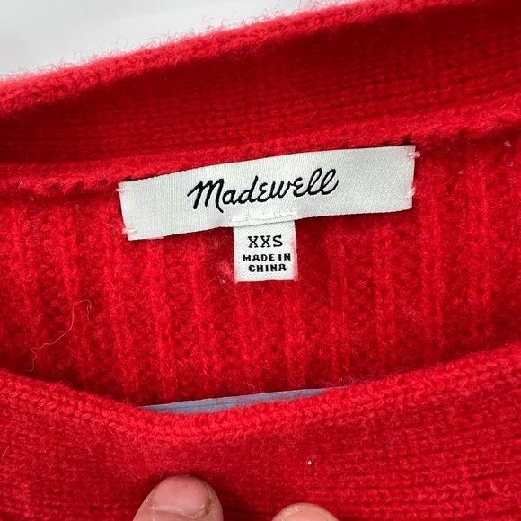 Madewell Calloway oversized, red wool blend Boatneck Pullover Sweater XXS - Picture 11 of 12